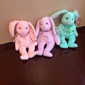 Ty Beanie Babies Hoppity,, Flippitay and Floppity.